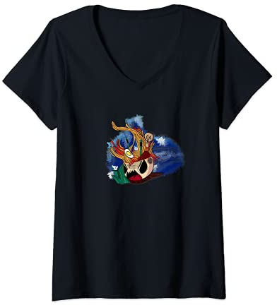 Damen Angry Ramen Suppe Anime Style T-Shirt mit V-Ausschnitt