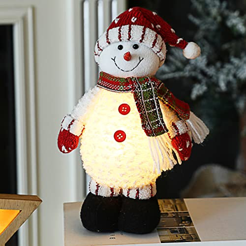 Weihnachtsdeko Figuren Innen mit Beleuchtung, Weihnachtsfiguren Groß Figuren Deko, Weihnachten Deko Figuren LED Weihnachtsmann, Weihnachtswichtel Figuren Stehend Weihnachtszwerge Licht (Schneemann)