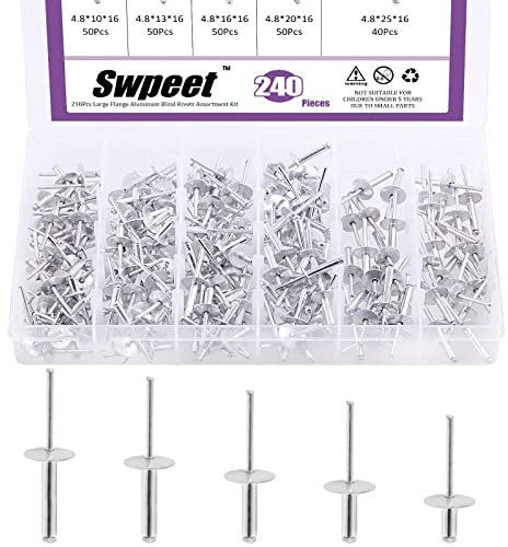 Swpeet 240 rivetti ciechi in alluminio con flangia grande, per interni ed esterni