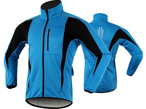 HOMTOL Thermo Fahrradjacke Herren Radjacke wasserdicht Winddicht Winter Thermal Atmungsaktiv Fahrradbekleidung Leicht Radjacke Wandern Radsport-Jacken Softshell Mantel