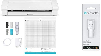 Silhouette America SILH-CAMEO-4-PLUS-5T SILHOUETTE CAMEO 4 PLUS Schneideplotter, Weiß, 38cm Arbeitsbreite & AUTOBLADE, nur zur Verwendung mit Cameo 4, Einheitsgröße