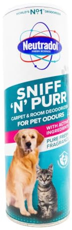 Neutradol Sniff n Purr Pet Deodoriser, Odour Neutraliser for Pet Areas, Carpet & Room Deodoriser for Pet Odours, Pure Fresh, 525g