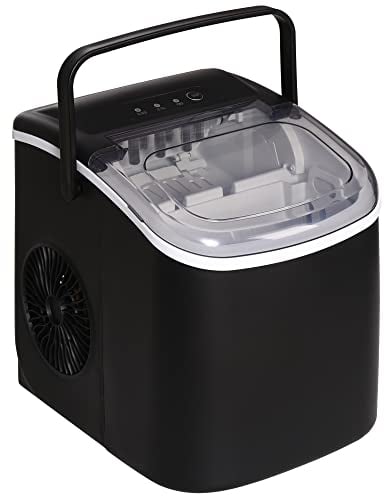 HOMCOM Ice Maker Machine Counter Top, 12Kg in 24 Hrs, 9 Cubes Ready in 6-12Mins, Portable Ice Cube Maker with Ice Scoop and Basket, Black