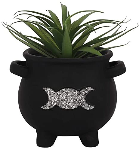 Tech Island Plant Pots, “Triple Moon Cauldron” House Fake Flower Pot, Ceramic Garden Planter, Outdoor Indoor Herbs Seed Trays, Garden Décor Planters
