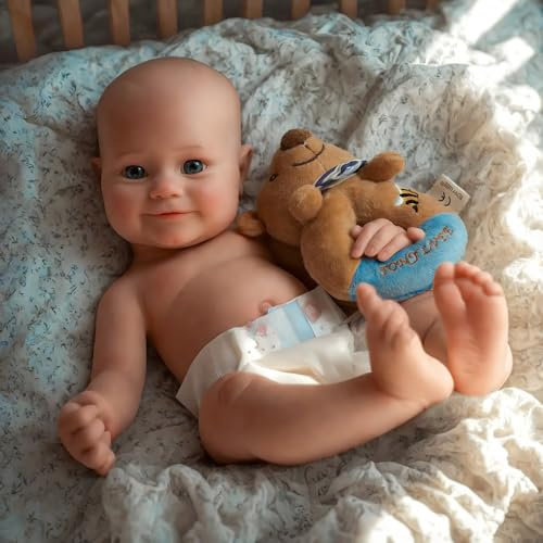BABESIDE Reborn Baby Vollsilikon - 16 Zoll GroßE Reborn-Puppe Aus Silikon Mit Vollem KöRper Sind Aus Weichem Silikon Gefertigt Und Beschwert, Damit Sie Sich Wie EIN Echtes Baby AnfüHlen