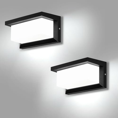 Lightsjoy LED Wandleuchte Außen 2 Stück 18W IP66 Wasserdicht Außenlampe Außenbeleuchtung Wand Rechteck Wandlampe Alu Außenwandleuchte für Außenbreich Outdoor Kaltweiß 6000K
