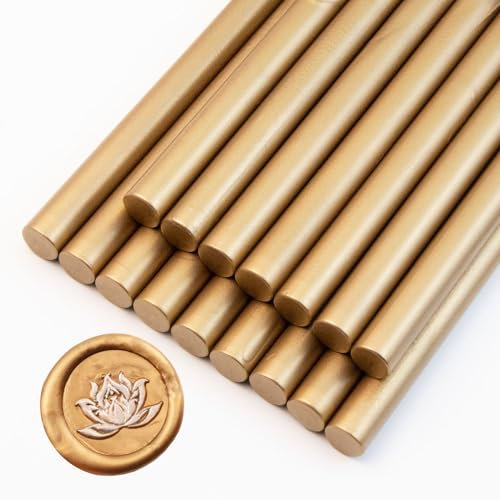 Wax Seal Sticks, Ioggtser 16 Pieces Glue Gun Wax Seal Sticks for Wax Seal Stamp, Sealing Wax Sticks for Making Exquisite Wax Seals for Wedding Invitations, Cards, Envelopes(Brown)
