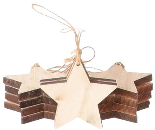 Dadeldo Living & Lifestyle Sterne Dekohänger 10er-Set Holz Natur 7cm Weihnachtsdeko