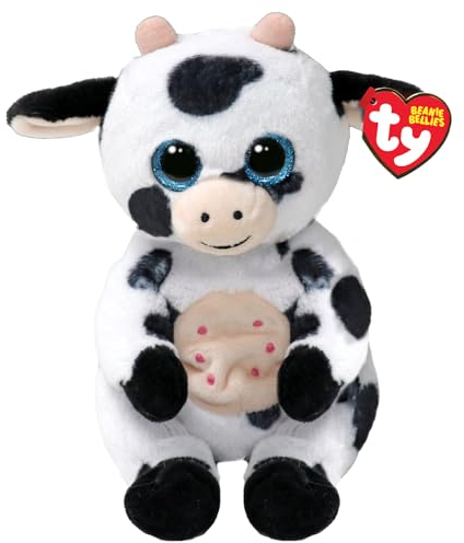 Ty Herdly Kuh Beanie Bellies Regular 14cm - Quetschbare Beanie Baby Weiche Pluschtiere - Sammelbares Kuscheliges Stofftier