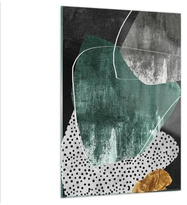 Bilder auf Glas Abstraktion Textur Collage Glasbild 50x70cm Wandbilder Dekoration Wohnzimmer Schlafzimmer Küche Deko Klein Wanddeko Bild im Glas Wand Kunstdruck Art Modern Wall Decor GPA50x70-5782