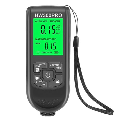 Evzvwruak -300PRO Beschichtungsdickenmessgerät 0–2000 UM -Filmdickentester, Auto-Autolackmessgerät, Einfach zu Bedienen, 122 mm X 50 mm X 22 Mm, Schwarz