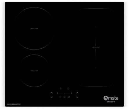 AMSTA Placa de Inducción de 60 cm, 4 Fuegos, 1 Zonas Flexibles, 7400W, Función Booster y Temporizador, Control Táctil
