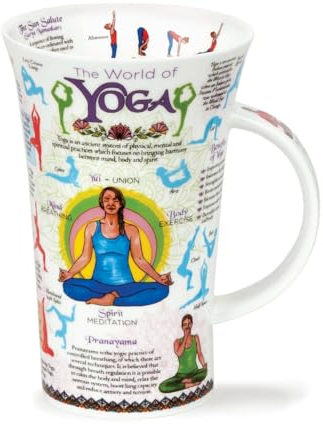 Dunoon Glencoe World of Yoga - Taza de porcelana fina (0,5 L)