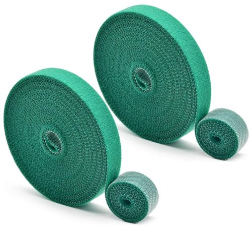 10m Garden Tape, Plant Tie, Green Garden Ties Loop Ties Reusable Cable Ties for Climbing Plants Straps Tree Stakes and Ties, Garden Strip Green Velcro (2 Rolls 5m*14.5mm)