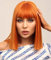 PORSMEER Orange Perücken mit Pony für Frauen, Synthetische Bob gerade Perücken Schulter Länge farbige Perücken für Halloween Kostüm Party & Cosplay wig 35cm