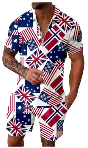 Completi Sportivi Uomo Estivi Hawaiian Tuta Sportiva da Uomo Tuta da Fitness Camicia a Maniche Corte e Pantaloncini Tuta da Ginnastica Uomo per Jogging Fitness Completi Estivi Uomo