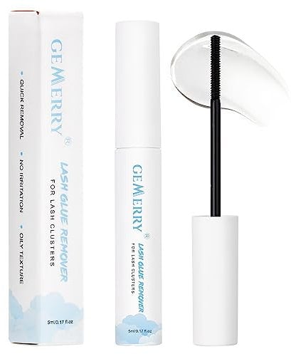 GEMERRY 5ML Cluster Eyelash Glue Remover Eyelash Extensions Remover for Individual Cluster DIY Eyelash Extensions Gentle Soothing Nourishing Self-Using Oil Texture Lash Glue Remover