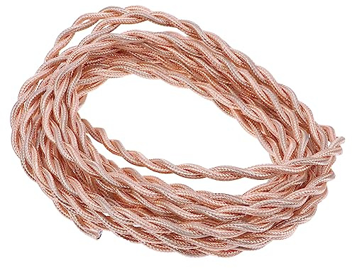 Câble Électrique Textile Torsadé en Cuivre, 5m, 1 Rouleau | Remplacement de Cordons D’Appareils et Lampadaire, Souple PVC Textile, Aspect Ancien Or