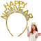 Ymxil Silvester Haarreif, Happy New Year Haarreif, Silvester Haarschmuck Partyhüte Weihnachten Glitzer Haarreif 2025 Silvester Foto Requisiten Neujahr Dekoration Zubehör (Gold)