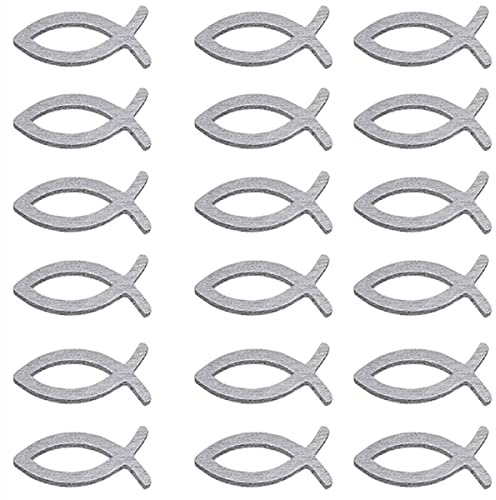 Anevous 100 Stück Holz Fisch Deko, Fische Streudeko Tischdeko, Holz Deko Fische Verzierung Tischdeko Taufe Junge Mädchen für Taufe Kommunion und Konfirmation Deko,Silber 4cm