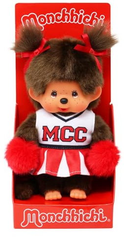 Sekiguchi 252879 - Monchhichi Original Fille Cheerleader, Animal en Peluche Brun d'environ 20 cm