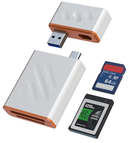 CFexpress Typ B und SD Dual-Slot Speicherkartenleser, USB 3.2 (Gen 2) 10Gbps 2-in-1 USB-C&USB-A Typ B CFexpress Kartenleser, OTG für iPhone 16 Pro/iPad Pro/PC/Laptop/Smartphone/Tablet