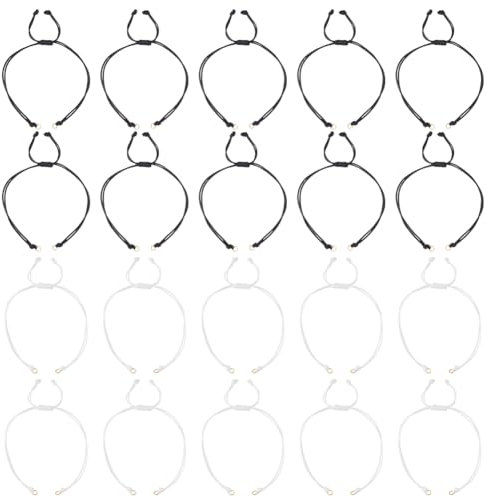 DICOSMETIC 30 Pièces 2 Couleurs Bracelets en Corde Tressée 10-1/4 Bracelet Réglable en Cordon de Polyester Ciré pour la Fabrication de Bracelets Bracelet Demi Fini pour la Fabrication de Bijoux