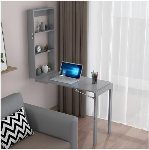Multifunktionaler Klappbarer Wand-Esstisch ｜ Wandmontierter Klapptisch ｜ Wandtisch Klappbar Mit Stauraum ｜ Platzsparender Schwebender Tisch(Gray,90 * 45 * 75cm)