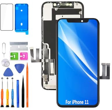 HLYGZX Screen Replacement for iPhone 11 TFT LCD Display,A2221 A2111 A2223 Display 3D Touch Screen Digitizer Assembly Waterproof Adhesive Repair Parts with Kit