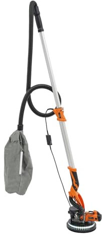 Wand & Deckenschleifer 750W Trockenbauschleifer, Wandschleifer mit LED und Teleskopstiel, Deckenschleifer mit Automatischem Vakuumsystem, 0-90°, Ø 225mm, 800-1800RPM (Orange)