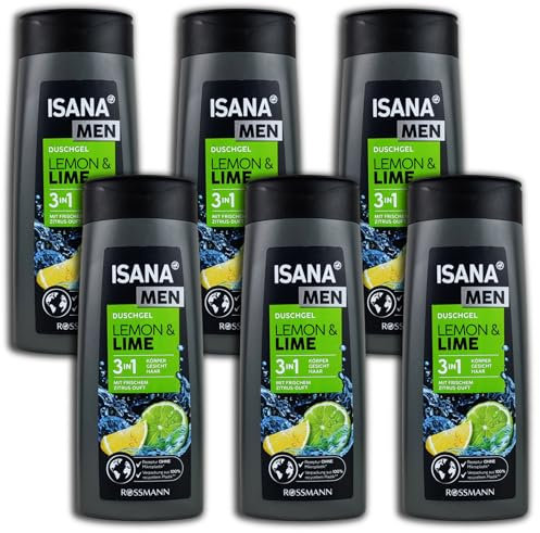 Confezione da 6 gel doccia ISANA MEN Lemon & Lime Shower Gel 6 x 300 ml