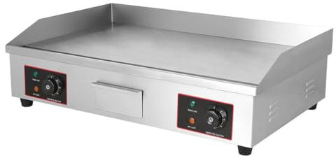 4400W Commercial Electric Griddle with Two Burners, Electric Countertop Griddles Hot Plate, Hotplate Flat Grill for Kitchen Home, Stainless Steel BBQ Grill for Burger Bacon Egg