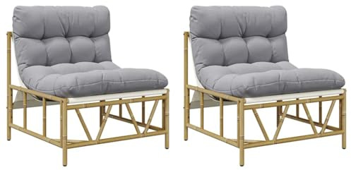 vidaXL Outdoor-Sitzplätze 2 Stk. Hellgrau Stahl | Flauschige Kissen für entspannte Stunden, Modernes Design, das perfekt für draußen ist,