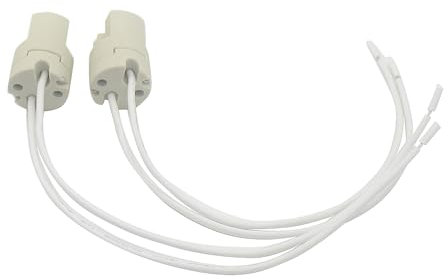 JAIYNIYADAKATA Paquete de 2 portalámparas de halogenuros metálicos G8.5 de cerámica de 6 A 250 V con cable de silicona de alto voltaje para bombillas de cuarzo tipo G8.5, lámpara halógena, bombillas