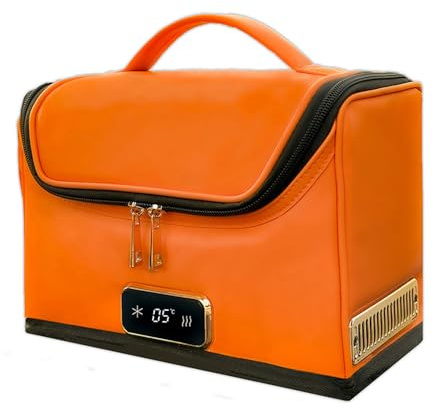 SwiftTrip 4L Portable Car Fridge, Mini Electric Cooler Bag for Travel, Bedroom & Office, 12V/240V Cooling & Heating 0-20°C/40-70°C, Luxury Orange