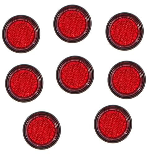 Sazoqunon 8 Pack Motorcycle Number Plate Reflectors – Stick-On Red Reflective Safety Lights – Universal Fit for Motorbikes, Bikes, Cars – Waterproof Acrylic Reflector Stickers for Night Visibility