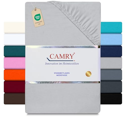 Camry Spannbettlaken 180x200 cm Silber Mikrofaser Spannbetttuch Oeko Tex Zertifiziert