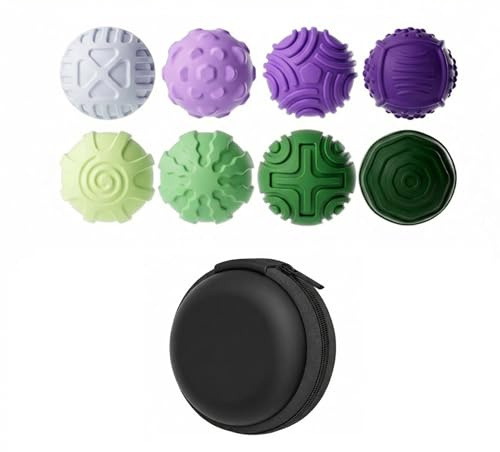 8 Pcs Small Silicone Magnetic Balls Fidget Toys, Green Purple Mix Stress Relief Gadgets for Adults Teens Desk Toys,Fun Textures Gadgets, Office Desk Toy for Women Men Teen