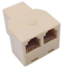 JZK 1 Stück RJ12 Splitter 6P6C – 1 Buchse auf 2 Buchsen Telefonleitung-Verteiler, 2-Wege Modular-Adapter für Festnetz, Faxgerät und DSL-Modem, Beige