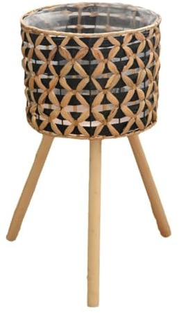 Akfldms Hand-Woven Flower Stand Wooden Rattan Floor-Standing Balcony Plant Pot Living Room Green Plant Basket 25CM