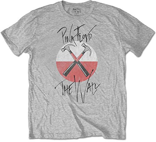 Pink Floyd Men's Wall Faded Hammers Logo T-Shirt, Black, Small (Size:Small)