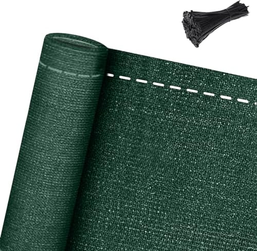 AufuN Zaunblende Schattiernetz 150 cm Tennisblende Sichtschutz aus HDPE 150 g/m², Zaun Windschutz Sonnenschutz Gewebe mit Kabelbinder für Sportplatz, Garten, Balkon (1,5 x 10 m, Dunkelgrün)