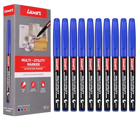 Luxor 1237 F CD/DVD/OHP Marker - Blue - Box of 10