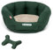 Doctor Bark - Hundebett rund - kuscheliges Hundekörbchen Mittelgroße Hunde mit orthopädischem Wendekissen und Toy-Bone - Waschbar bis 95°C - Made in Germany (M - 50x40 cm, Grün/Beige)