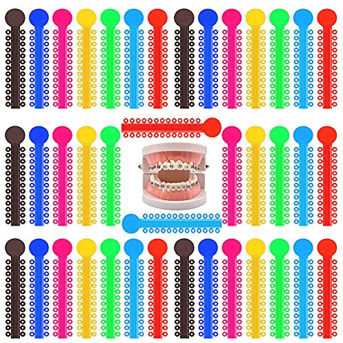 QUUPY 1040 lazos de ligadura de ortodoncia multicolores, anillos tóricos correas de goma, utilizados en soportes de tirantes