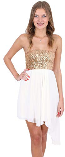 sarcia Cremefarbenes Minikleid aus Chiffon, Pailletten John Zack