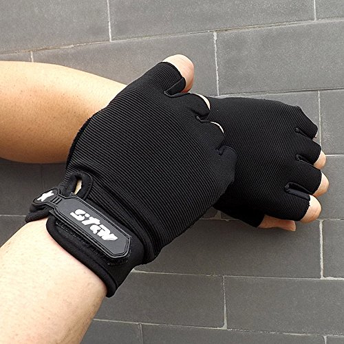 Schwarze Handschuhe Ohne Finger Herren Bike Halbsport-Radhandschuh Anti-Skid Fitness Fingerhandschuh Vespa Handschuhe Damen
