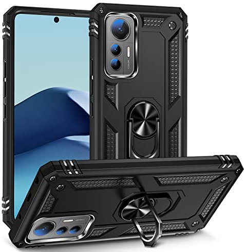 Max Power Digital Cover per Xiaomi Mi 12 Lite con Girevole Anello 360 Gradi Custodia Magnetica Antiurto Rigida Resistente Protettiva Case Bumper Ring (Xiaomi Mi 12 Lite, Nero)