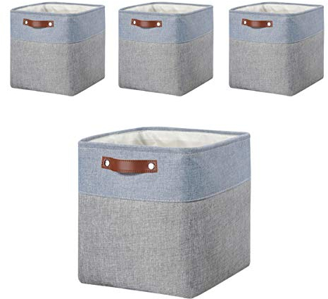 Mangata Boxen für Kallax, 33x38x33cm Aufbewahrungskörbe aus Stoff(Grau Blau, 4er-Pack)