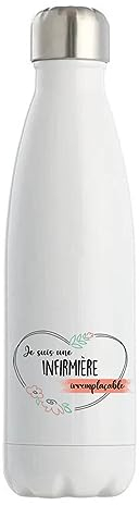 Gourde Isotherme Infirmière femme Irremplaçable | idée cadeau Gourde Bouteille Thermos 500 ml